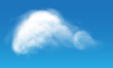 Mavi arkaplanda gerçekçi beyaz bulut taşıyıcısı