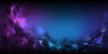 Gökyüzü bulutsu bulutsu yıldızları karanlık gece evreni Samanyolu evren vektör arkaplanı