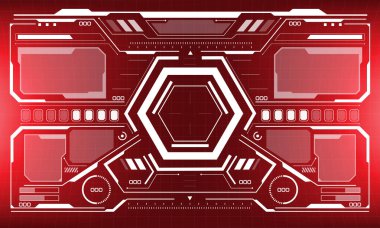 Kırmızı vektör üzerinde HUD beyaz bilim kurgu arayüzü siyah geometrik tasarım sanal gerçeklik yaratıcı görüntü
