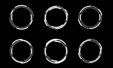 Bilimkurgu beyaz daire kullanıcı arayüzü elementleri kümesi teknoloji fütüristik tasarım kara arkaplan vektörü üzerinde modern yaratıcı