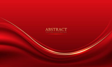Metin yeri tasarımı için boş alanı olan soyut kırmızı altın renkli lüks dalga eğrisi modern yaratıcı arkaplan vektörü