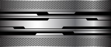 Soyut siber teknoloji fütüristik metal siyah çizgi güç çemberi ağ geometrik tasarım yaratıcı arka plan vektörü