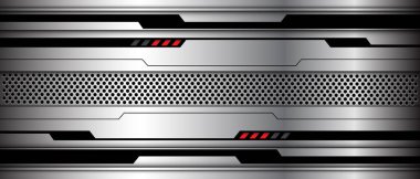 Soyut siber teknoloji fütüristik metal çizgi kırmızı ışık çemberi ağ geometrik tasarım yaratıcı arka plan vektörü