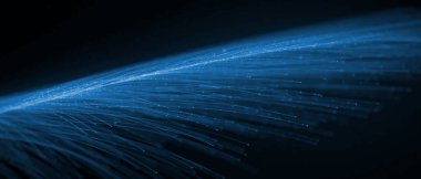 Soyut mavi parçacıklar sihirli dalga dinamik buhar akışı siyah arkaplan vektörü üzerinde