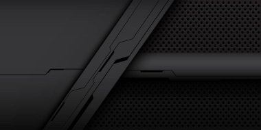 Soyut koyu gri metalik siyah çizgi siber fütüristik teknoloji çemberi ağ geometrik tasarım modern arkaplan vektörü