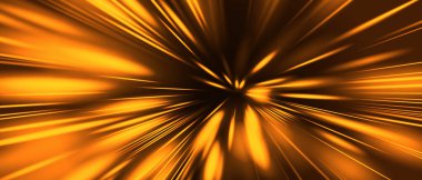 Siyah arkaplan teknoloji vektörüne soyut sarı ışık hızı yakınlaştırması