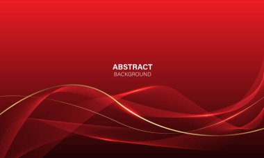 Metin yeri tasarımı için boş alanı olan soyut kırmızı altın renkli lüks dalga eğrisi modern yaratıcı arkaplan vektörü