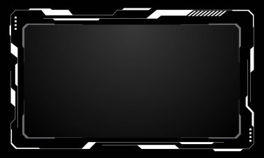 Hud çerçeveleri beyaz gri kullanıcı arayüzü unsurları tasarlıyor modern teknoloji fütüristik kontrol paneli dijital sanal pencere oyun menüsü siyah arkaplan vektörü üzerindeki siber monitöre dokunuyor