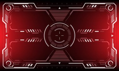 Kırmızı vektör üzerinde HUD beyaz bilim kurgu arayüzü siyah geometrik tasarım sanal gerçeklik yaratıcı görüntü