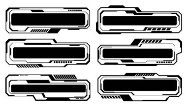 Bilimkurgu siyah veri kullanıcı arayüzü elementleri kümesi teknoloji fütüristik tasarım beyaz arkaplan vektörü üzerinde modern yaratıcı