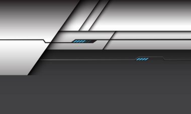 Soyut gümüş rengi gölge mavi ışık teknolojisi fütüristik stil geometrik koyu gri arkaplan tasarımı modern vektör