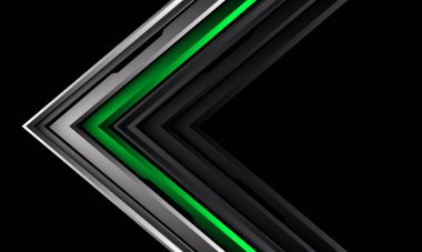 Soyut yeşil siyah siber devre ok yönü geometrik siyah tasarım modern lüks fütüristik teknoloji arka plan vektörü