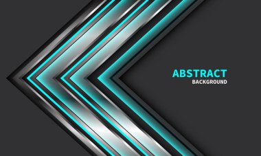 Soyut mavi neon gümüş ok siyah gölge yön geometrik gri tasarım modern fütüristik arkaplan çizimi.
