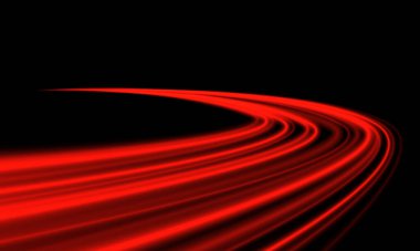 Siyah arkaplan vektör illüstrasyonunda soyut kırmızı ışık hızı bulanık hareket.