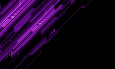Abstract purple neon cyber dynamic geometric technology futuristic on black blank space design modern background vector illustration.