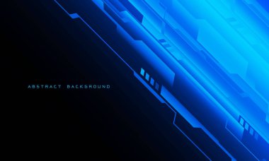 Soyut mavi siber dinamik geometrik teknoloji siyah boş alan tasarımı üzerine fütüristik modern arkaplan çizimi.