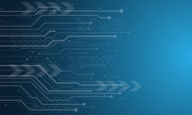 Soyut teknoloji Mavi çizgiler devresi siber ok geometrik fütüristik stil tasarımı modern yaratıcı arkaplan çizimi.