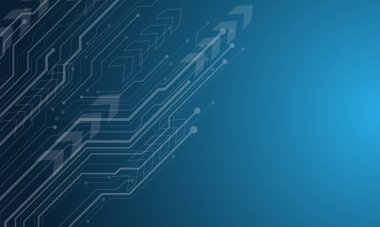 Soyut teknoloji Mavi çizgiler devresi siber ok / geometrik fütüristik stil tasarımı modern yaratıcı arkaplan çizimi.