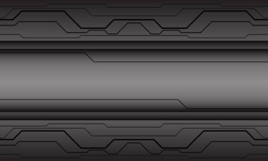 Gri metalik tasarım üzerine soyut siyah devre siber geometrik modern fütüristik teknoloji arka plan çizimi.