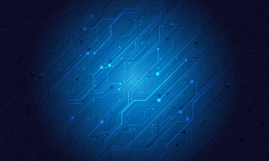 Soyut teknoloji mavi devre siber geometrik desen tasarımı modern fütüristik arkaplan çizimi.