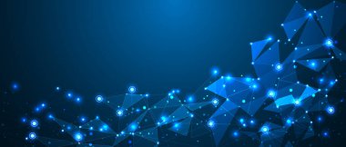 Soyut mavi üçgen örgü ağı fechnology fütürist arkaplan çizimi.