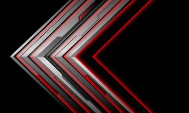 Soyut gümüş siber kırmızı ok sindirme geometrik tasarım modern fütüristik teknoloji arkaplan çizimi.