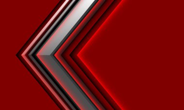 Soyut gri ok metalik siyah geometrik tasarım kırmızı arkaplan çizimi üzerine modern fütürist teknoloji.