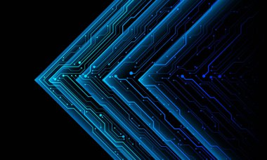 Mavi ok teknolojisi devre siber yön geometrik siyah tasarım modern fütüristik arkaplan çizimi.