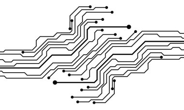 Siyah çizgiler devre siber teknolojisi beyaz arkaplan vektör illüstrasyonunda fütürist.