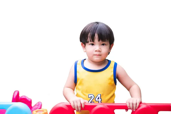 Anak Kecil Bermain Colorful Playground Anak Laki Laki Asia Dengan — Stok Foto