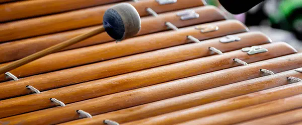Traditional Thai Wooden Xylophone Mallet Close Wooden Xylophone Known Ranat — Stock Photo, Image