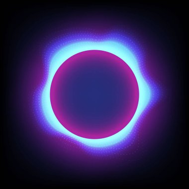 Uzayda parlayan soyut küre ve kozmik ışık ile koyu kontrast. Teknoloji geçmişi. Boşluğu kopyala.