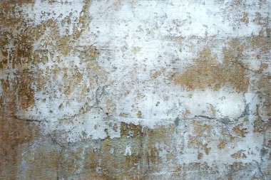 Arkaplanda beyaz boyayla boyanmış eski bir beton duvar resmi var. Yüzey çatlamış, eski. Duvar kâğıdı ve tasarım için kullanılabilir          
