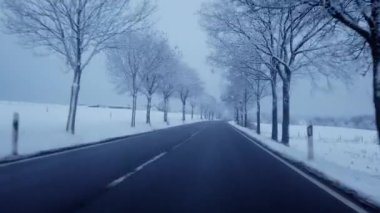 Bir Wintry Country Yolu Sürücü Perspektifinden Sürüş - Bölüm 1.
