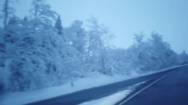 Bir Wintry Country Yolu Sürücü Perspektifinden Sürüş - Bölüm 1.