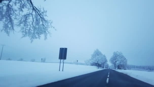 Driving Driver Perspective Wintry Country Road Part — Stock videók