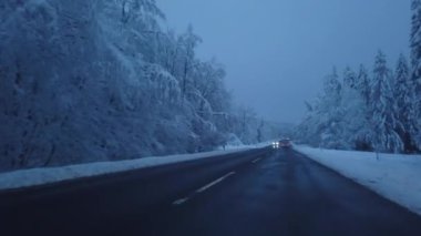 Bir Wintry Country Yolu Sürücü Perspektifinden Sürüş - Bölüm 1.