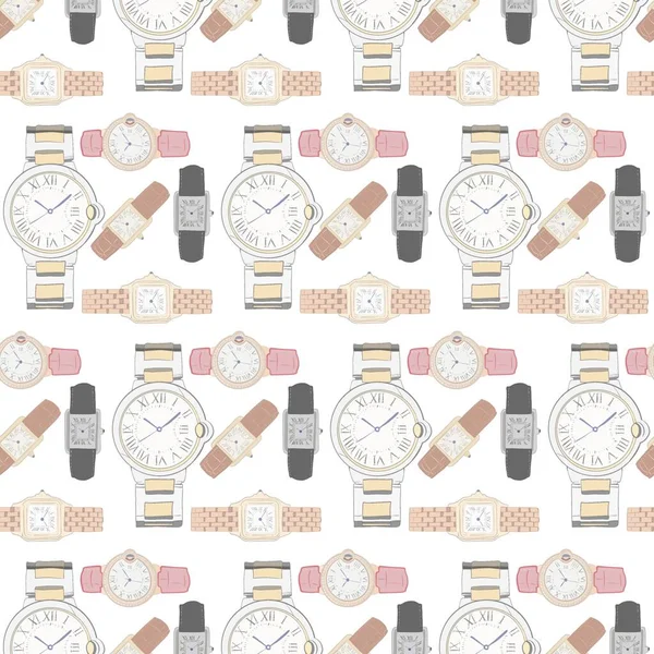 Seamless pattern clock collection vintage style soft colours 3600x3600px