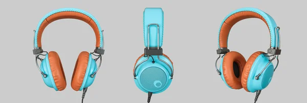 Good Quality Headphones Pastel Blue Orange Colors Represent Outstanding Modern — Stock Photo, Image