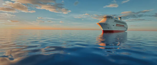 Large White Cruise Ship Sails Sea Clear Blue Sky Travel — Photo