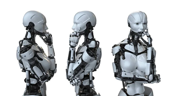 Robot Intelligenza Artificiale Bianco Fatto Dall Uomo Soddisfare Convenienza Futura — Foto Stock