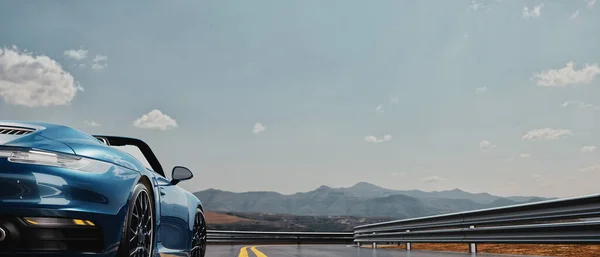 Blaues Modernes Auto Automobil Auf Dem Hintergrund Einer Straße Nahaufnahme — Stockfoto