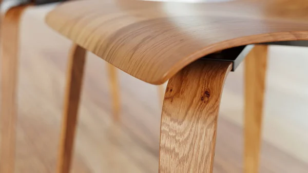 Brown Wooden Chair Set Wooden Floor Rendering Illustration — Stock Photo, Image