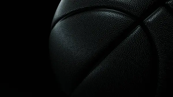 Photo of a black basketball ball on a black background. 3d, rendering, illustration,
