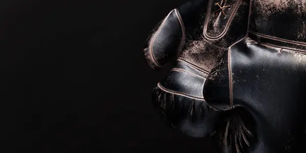 Svarta Boxerhandskar Svart Bakgrund Återgivning Illustration — Stockfoto