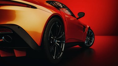 Modern arabalar stüdyo odasında. 3d illüstrasyon ve 3d canlandırma.