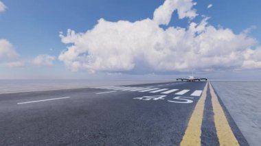 Pist 3D 'den kalkan uçak, çizim, çizim,