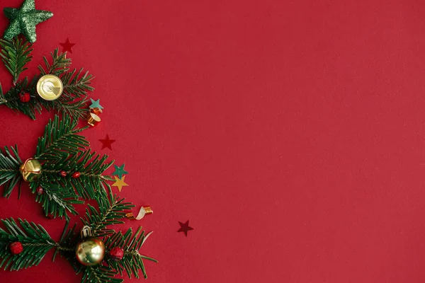 Albero Natale Concetto Vacanze Invernali Elegante Albero Natale Fatto Rami — Foto Stock