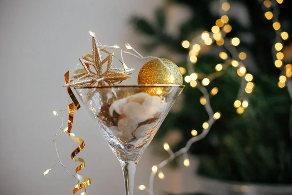 Καλά Χριστούγεννα Και Καλή Χρονιά Κομψό Χριστουγεννιάτικο Glitter Star Ποτήρι — Φωτογραφία Αρχείου