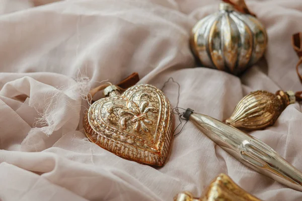 Stylish Christmas Vintage Ornaments Soft Pastel Cloth Merry Christmas Preparation — Φωτογραφία Αρχείου